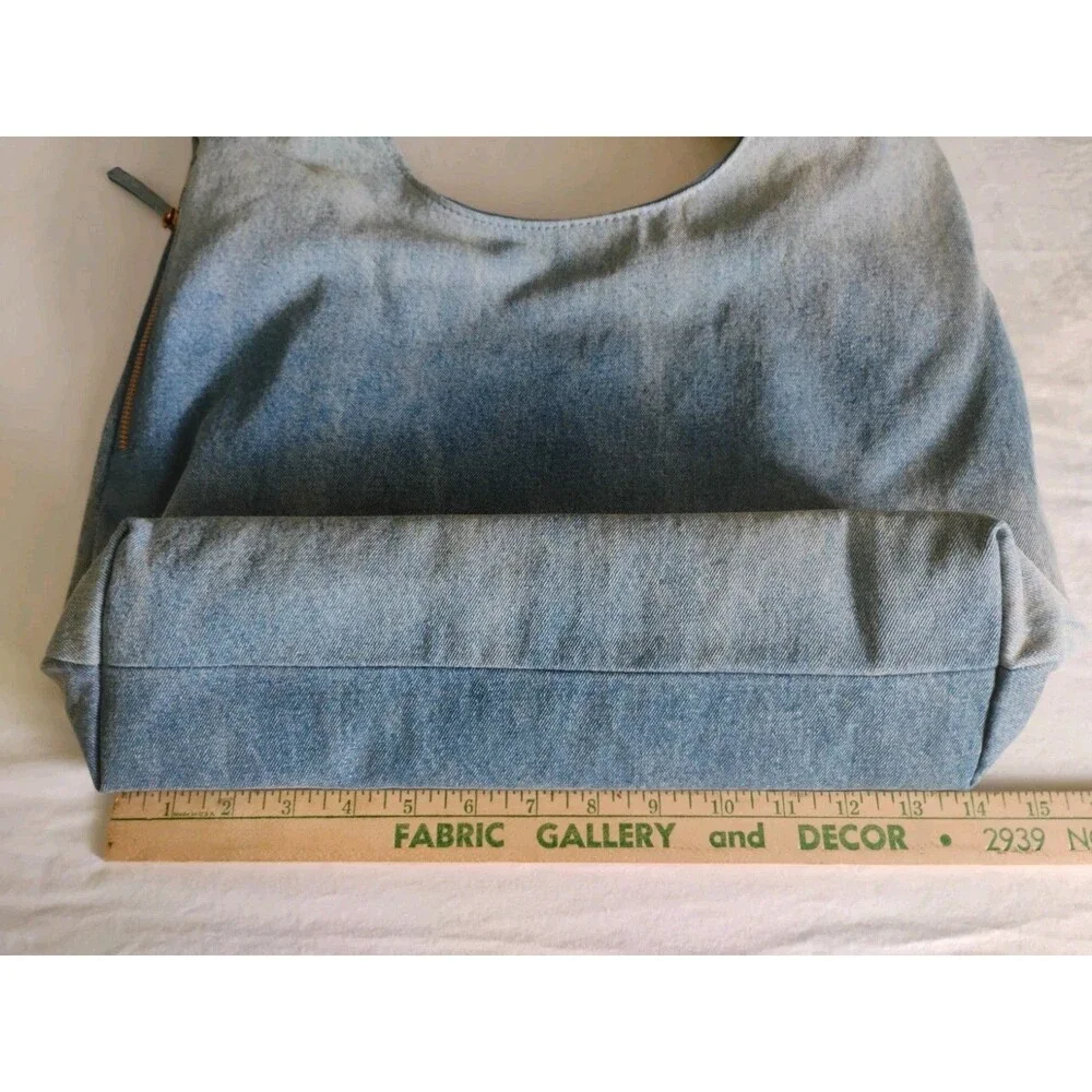 Steve Madden Denim Jean Hobo Slouch Shoulder Bag Blue Bdempsys EUC